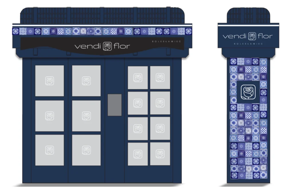 Kwiatomat VendiFlor Bolesławiecki zaprojektowany do przestrzeni miejskiej objętej ochroną konserwatora zabytków